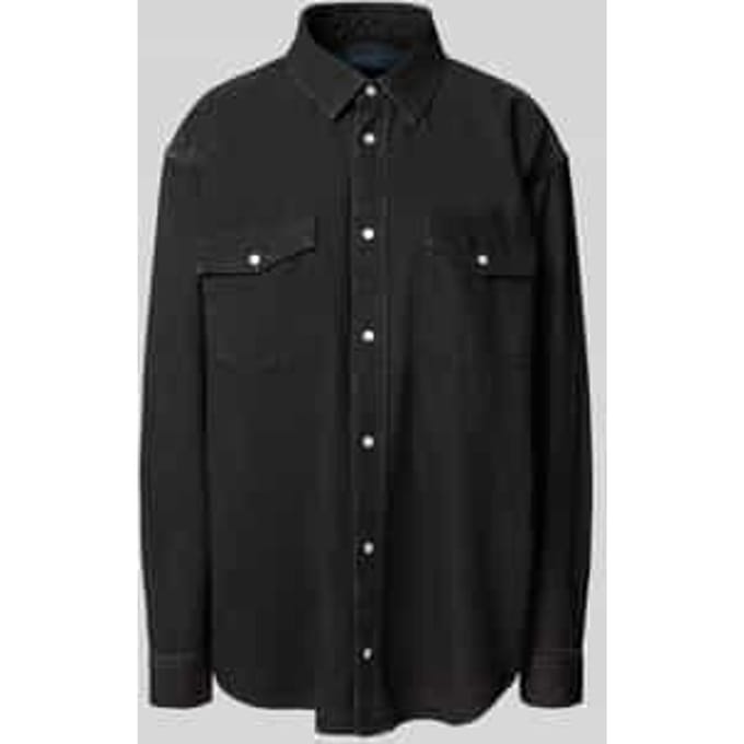 Regular fit overhemdblouse in jeanslook met drukknoopsluiting