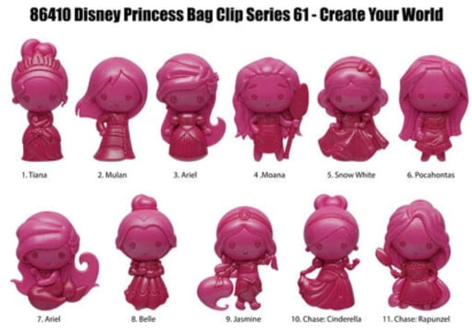 Disney Create your World 3D PVC Bag Clip Princess Series 64 Display (24)