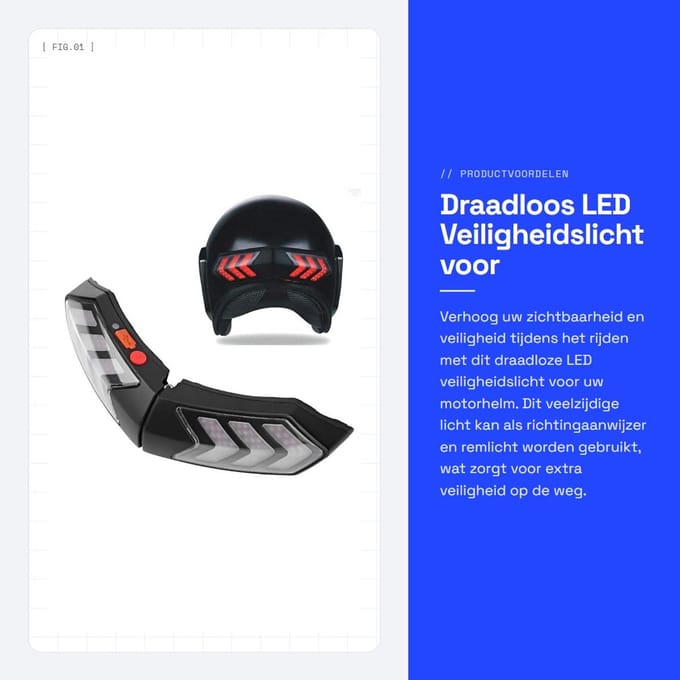 Dailygoods - Draadloos LED Veiligheidslicht voor Motorhelm