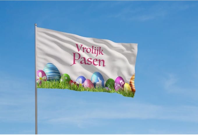 Vrolijk Pasen Vlag -1 80x120cm