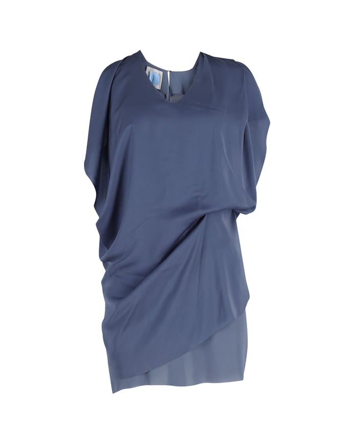 Acne Studios Mallory Overlay Mini Casual Jurk in Marineblauw Polyester