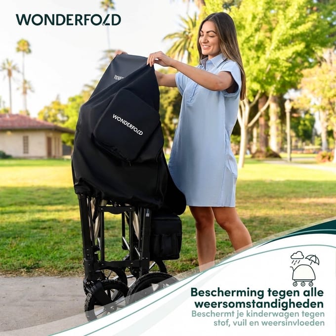 WonderFold W2 – Stofhoes kinderwagen – Zwart, rits