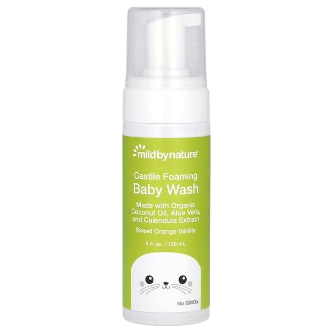 Mild By Nature, Savon moussant pour bébé Castille, Orange douce vanille, 140 ml (148 ml) white