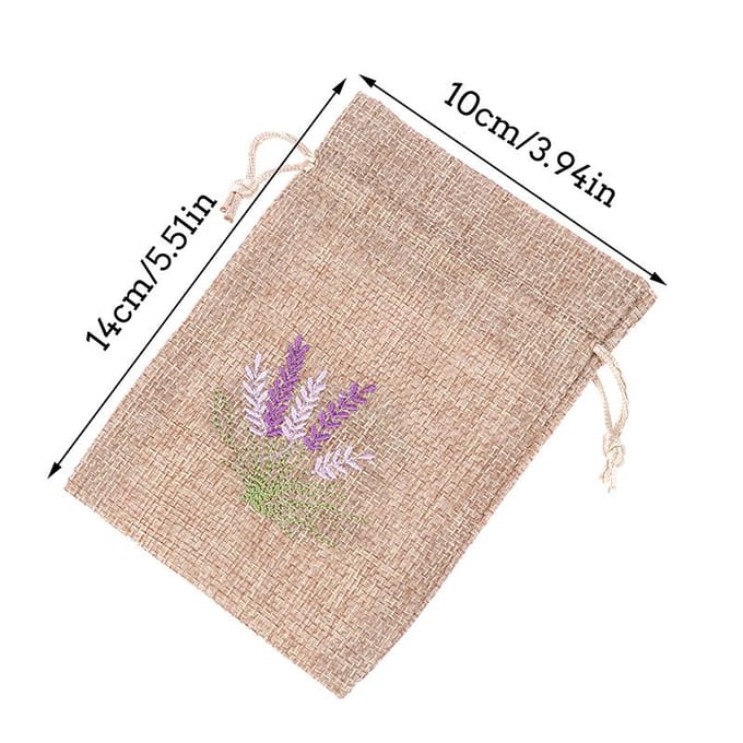 1 sachet de fleurs séchées et aromatiques, sachets de lavande brodés, réutilisables, avec cordon de serrage, en coton et jute marron