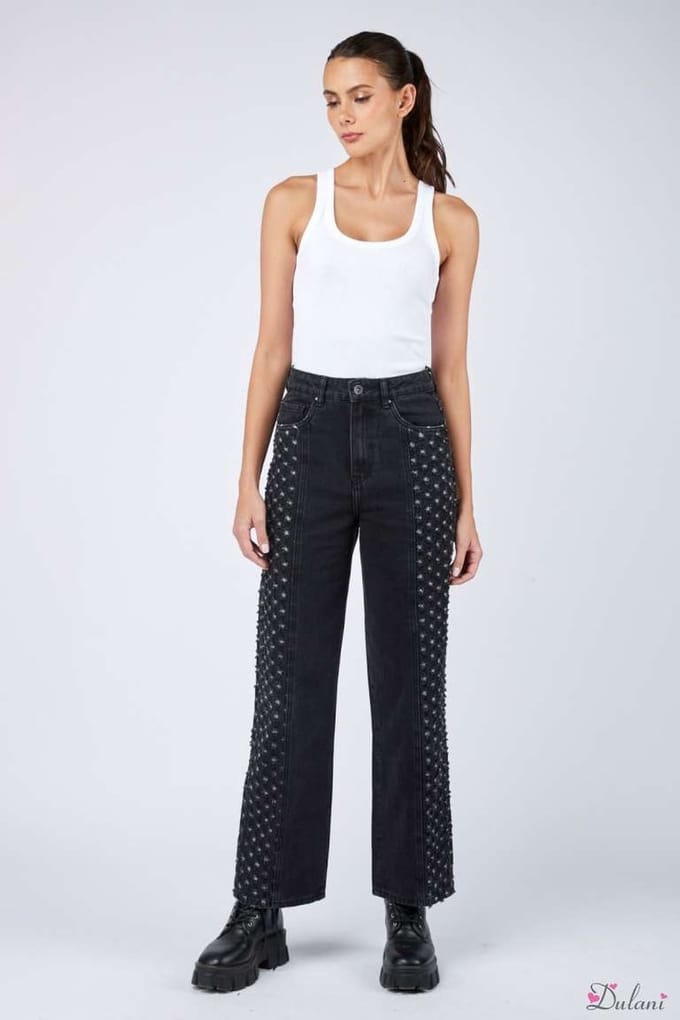 Broek Toxik3 met hoge taille recht model zwart