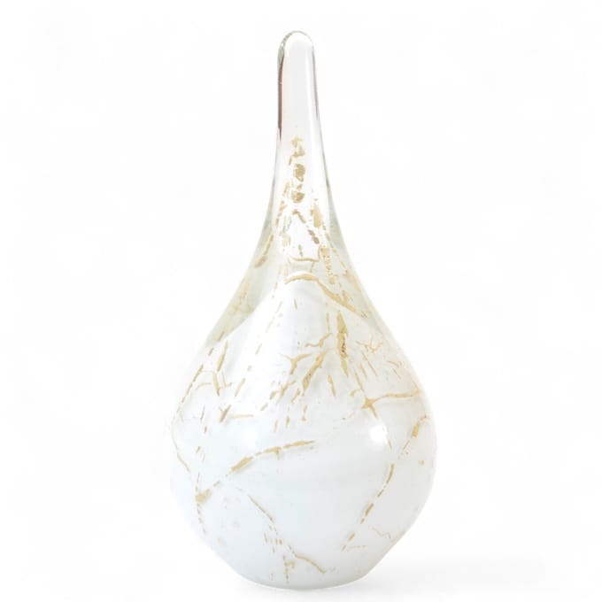 Loranto - Mini Urn Witte Druppel Bladgoud - Kleine Urnen voor thuis