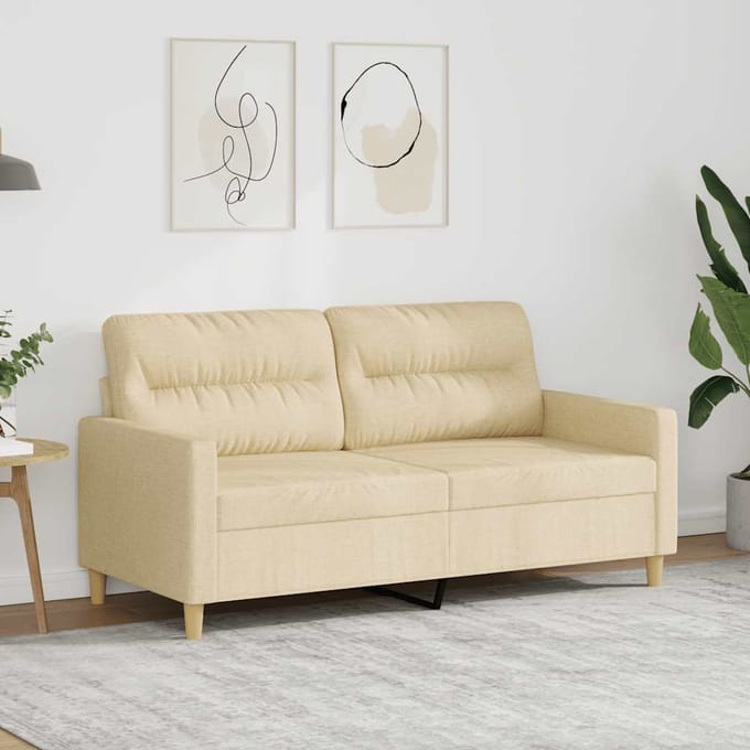 vidaXL Tweezitsbank 140 cm stof crèmekleurig
