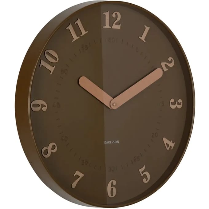 Karlsson Wandklok Amena - Bruin - 40x40x40cm - Wandklok Modern