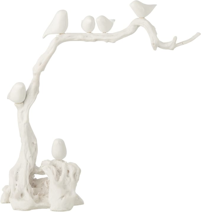 J-Line decoratie Vogel Op Tak - polyresin - wit - large