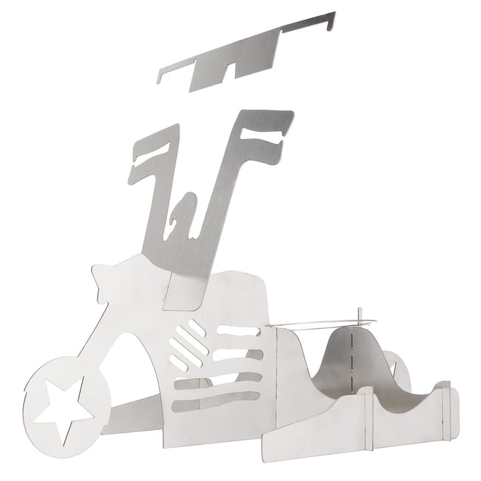 Draagbaar Kippengrillrek Roestvrij Staal Motorfietsvorm BBQ Braadrooster Stand Levering white