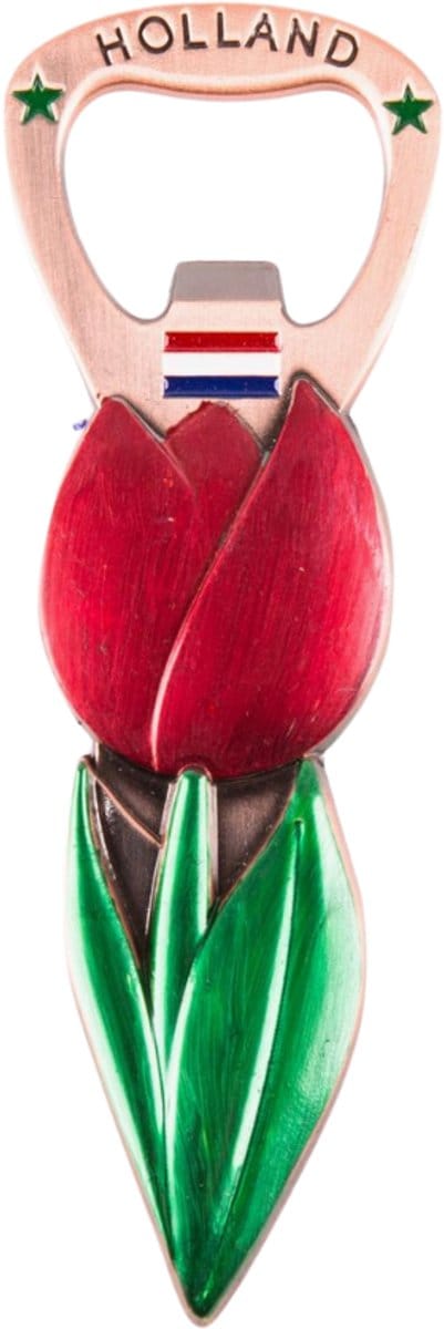 Flesopener - koelkastmagneet - Tulp rood