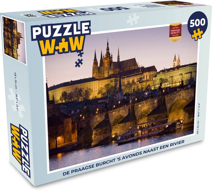 Puzzel Praagse Burcht - Rivier - Avond - Legpuzzel - Puzzel 500 stukjes