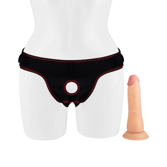 Lovetoy Easy Strap-on Set met dildo van 19 cm - lichte beige