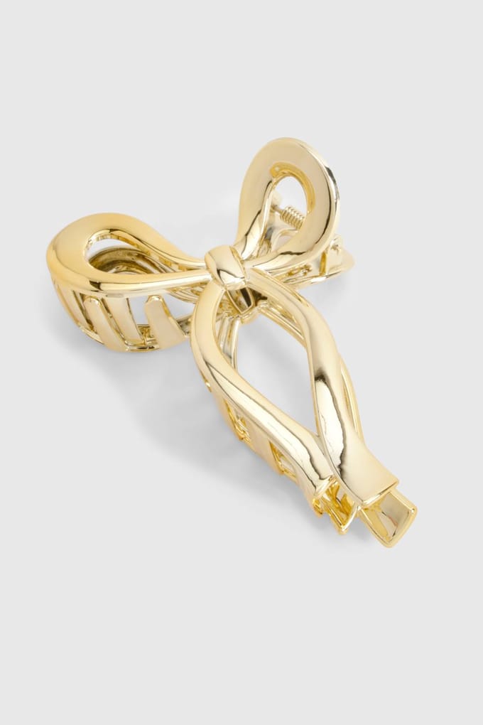 boohoo Dames Gouden Strikdetail Klauwclip