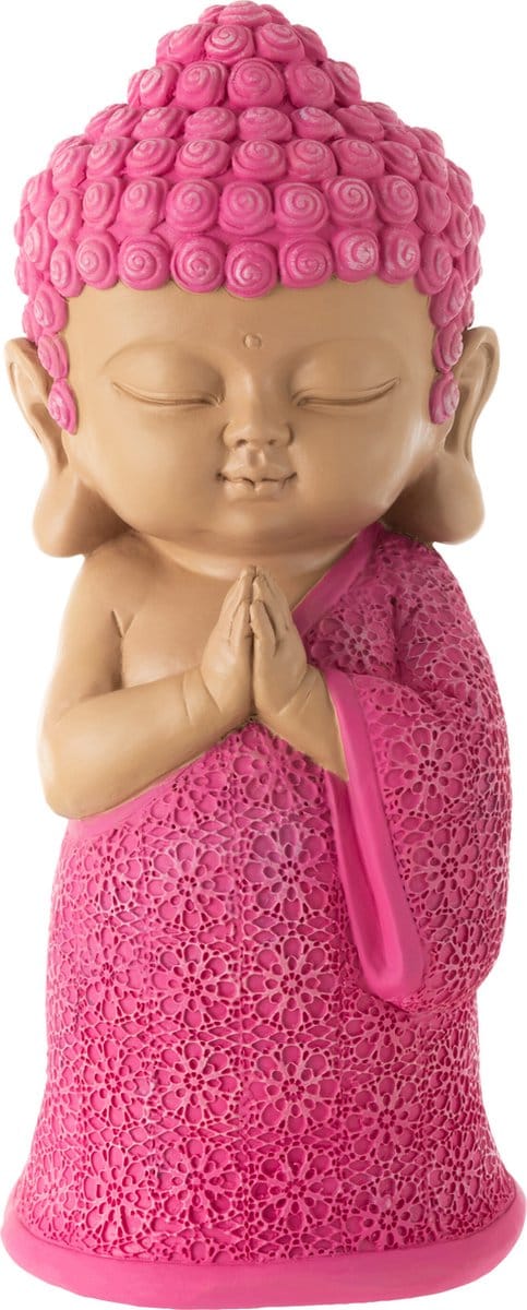 J-Line figuur Monnik Bidden - polyresin - roze