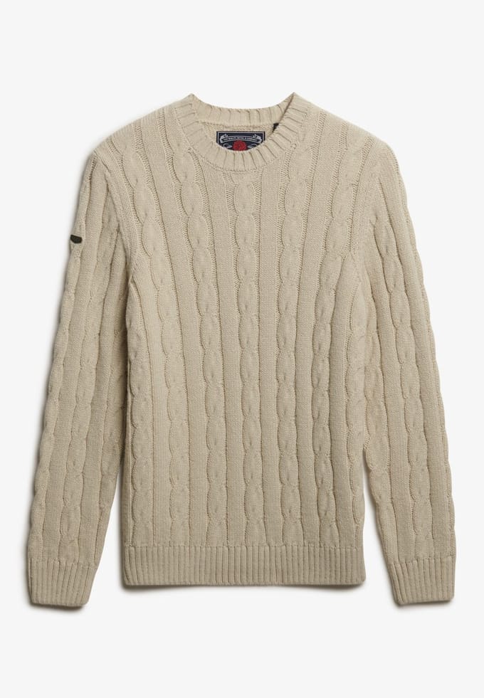 Superdry JACOB CABLE JUMPER Heren Trui - Ecru