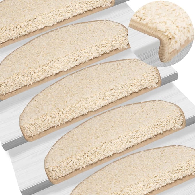 vidaXL - Trapmatten - 15 - st - 65x21x4 - cm - Crème - Halfrond - Groot