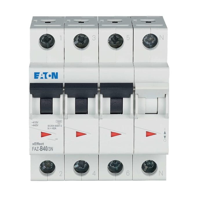 Eaton Faz 40A 3P+N B-Curve Mcb Aardlek