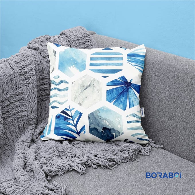 Boraboi® Luxe Decoratieve Kussenhoezen set van 2 , Zachte Suède Touch 30x50cm -(Wit,Blauw)
