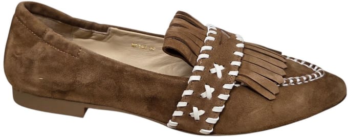 Maripe MA152 Combi Cognac Ivory Instappers Bruin Suede Dames - Cognac - 37