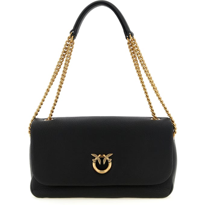 PINKO Love Soft Schoudertas Leder 31 cm - Dames - nero-antique gold