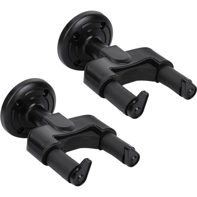 Lot de 2 crochets de fixation murale en ABS de qualité pour guitare basse, mandoline, banjo, violon black
