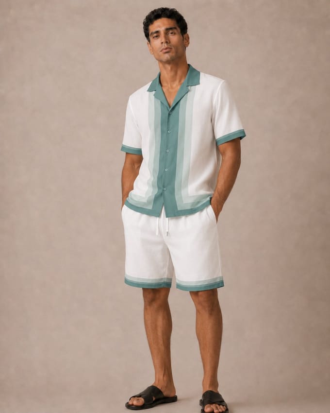 Luxe Zomerset Heren – Wit met Teal Details