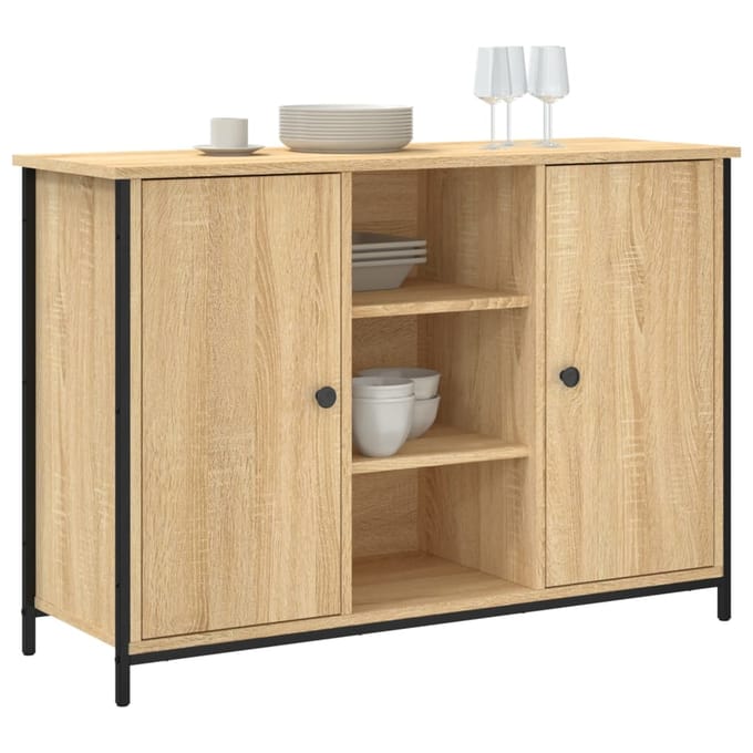 vidaXL - Dressoir - 100x35x70 - cm - bewerkt - hout - sonoma - eikenkleurig