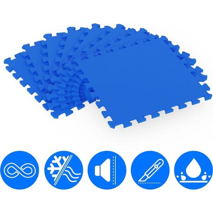 Monzana 32x Vloerbeschermer - 45x45cm Antislip Uitbreidbaar - Blauw