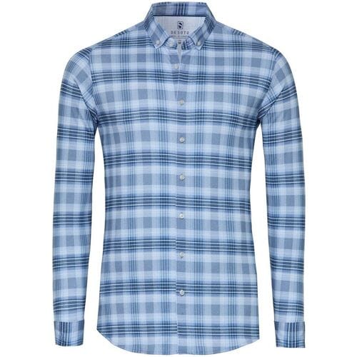 Desoto Overhemd Triple Line Check Button-Down Licht Blauw / male