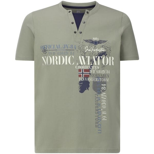 Jan Vanderstorm herren T-Shirt - 56/58 - olijf - Plus Size