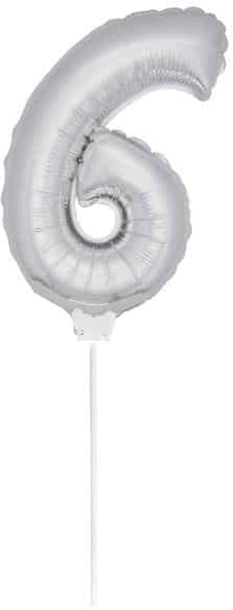 Folat - Folieballon cijfer mini Silver Number 6