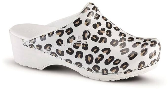 Sanita klomp Wildlife leopart open wit maat 40