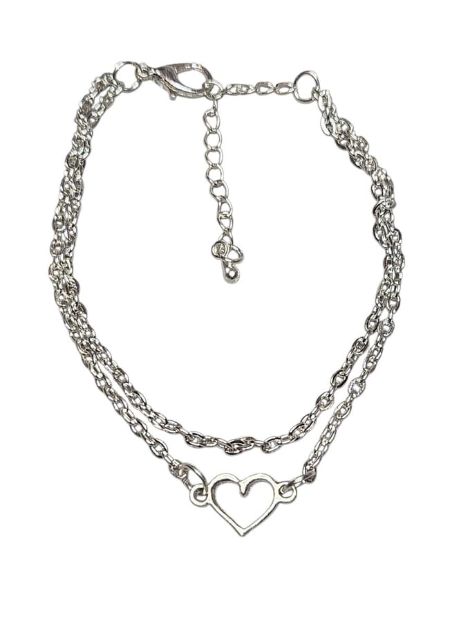 armband dubbel look met hart bedeltje.