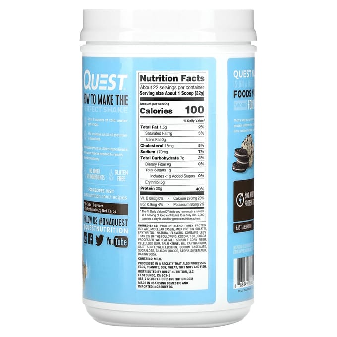 Quest Nutrition, Eiwitpoeder, Cookies & Cream, 1,6 lb (726 gram)