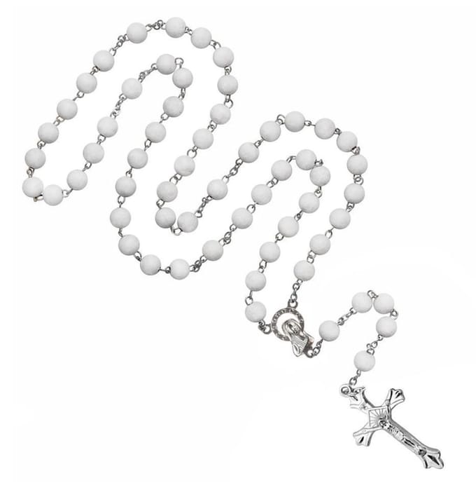 Fako Bijoux® - Rozenkrans Ketting - Sandelhout - Wit