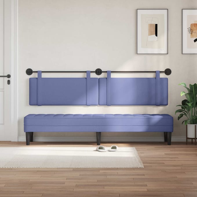 vidaXL - Hangend - hoofdbord - Jeans - Blauw - Stof