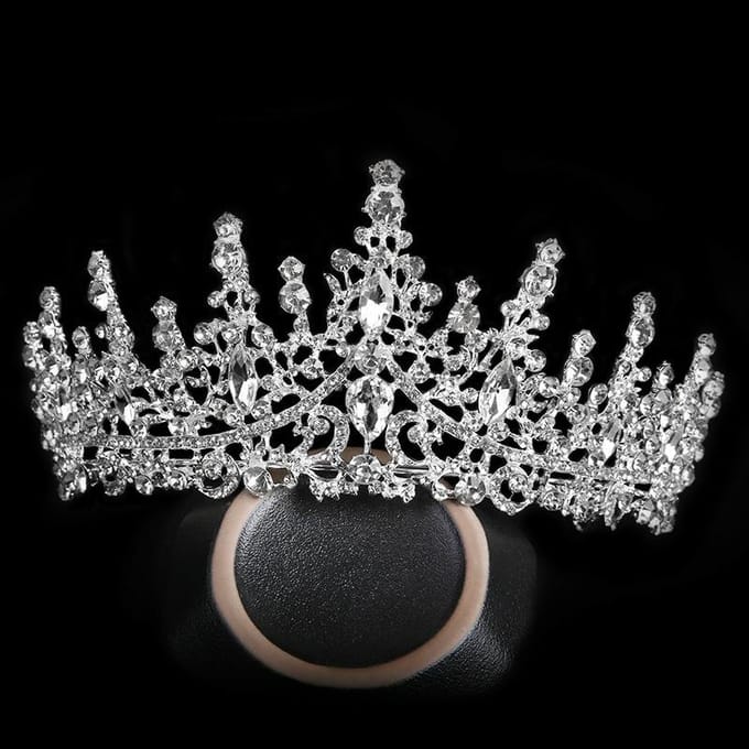 Couronne Tiara Dorée Mariée Strass Nouvelle Coréenne Mariage Accessoires de Mariage Blanc Accessoires de Cheveux de Mariage gray