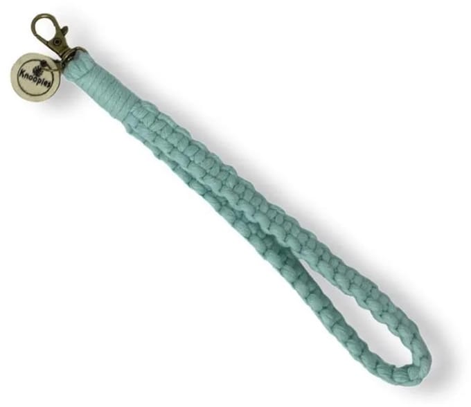 Macramé Pols Keycord - Squared - Aqua Blauw - Katoenkoord - Prijs per Stuk - Inclusief Verzendkosten