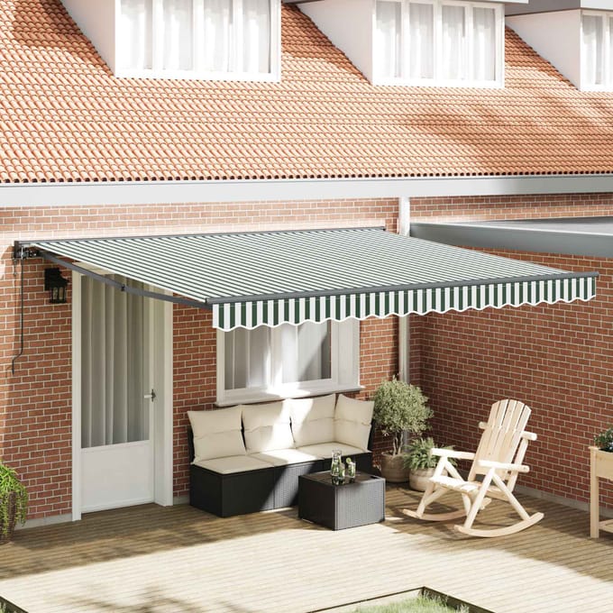 vidaXL Zijde Frame Groen en Wit 400 × 300 cm Polyester met PU-coating