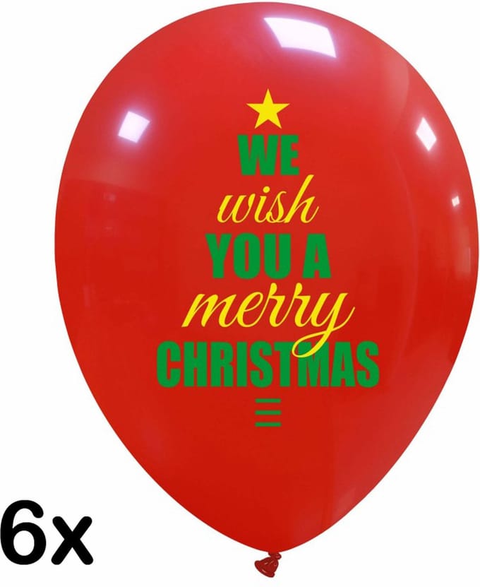 Wish You Merry Christmas ballonnen, 6 stuks, 30cm