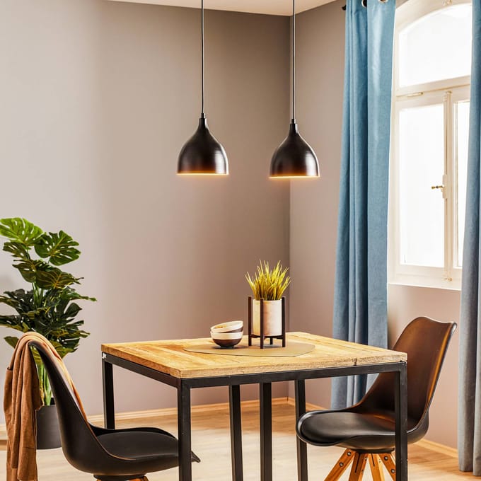 Luminex Hanglamp Nanu van metaal zwart 2-lamps