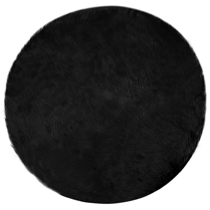 vidaXL Tapijt van imitatie TAFALLA Zwart Ø 80 cm Polyester