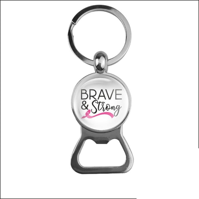 Bieropener Glas - Brave & Strong Pink Ribbon