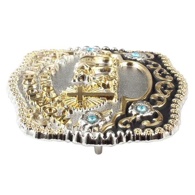 Biddende cowboy riemgesp Riemaccessoires Enorme legeringsgesp beige