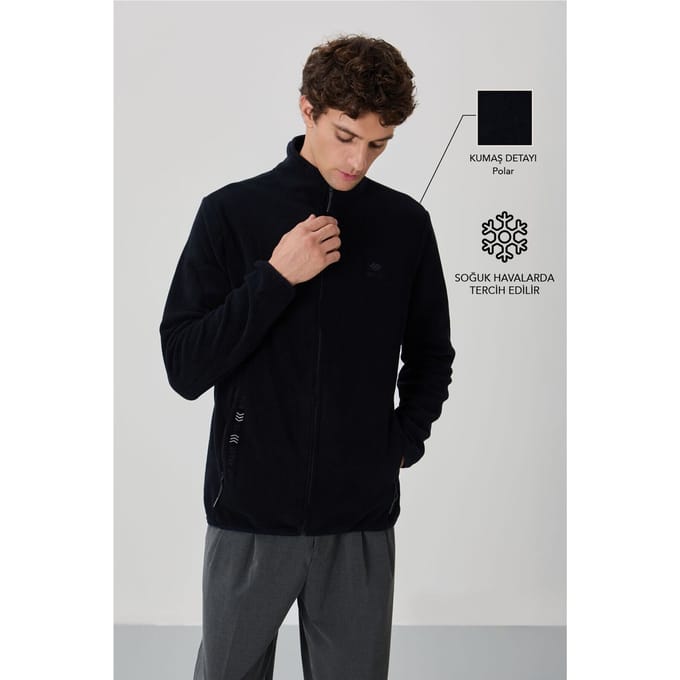 Heren Pluche Zip-voorkant Sweater