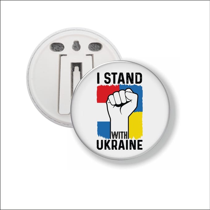 Button Met Clip - I Stand With Ukraine - Nederland Vlag - Oekraine Vlag