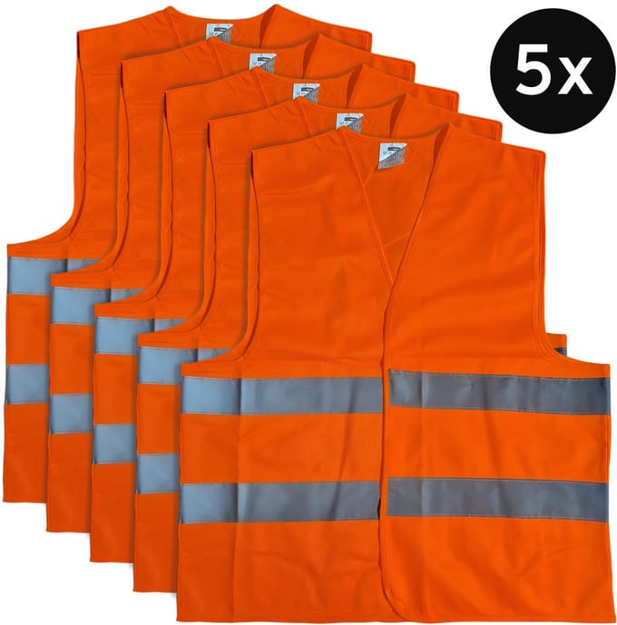 Mexxo Veiligheidshesje oranje - set van 5 - one size - reflecterend - 100% polyester