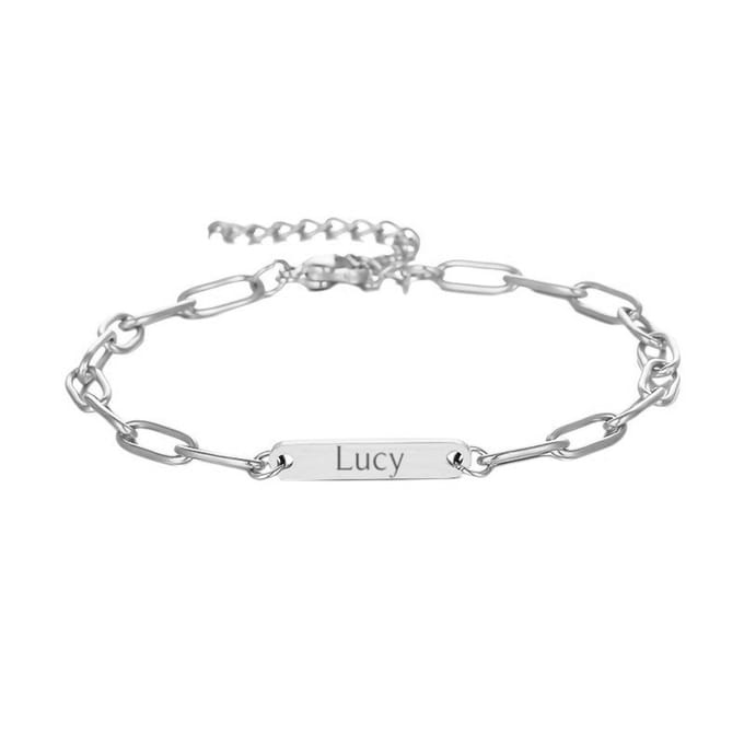 Schakelarmband met 1 Naam Zilver