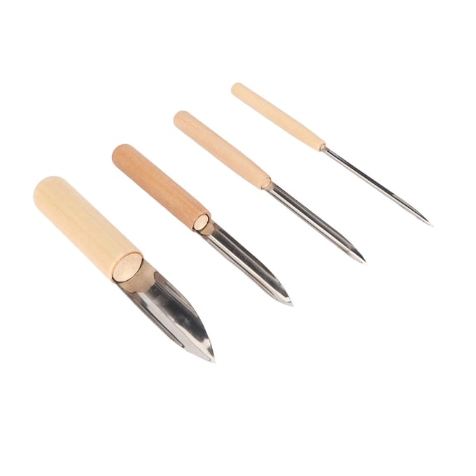 4 stuks Carving Tools Leerrand Afschuiner Gereedschap Set Houten Handvat Afschuiningsmes voor beige